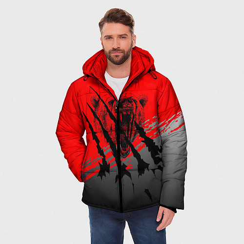 Мужская зимняя куртка Славянские символы / 3D-Красный – фото 3