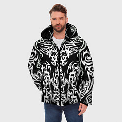 Куртка зимняя мужская ТАТУ ЧЕРНО БЕЛОЕ УЗОР, цвет: 3D-черный — фото 2