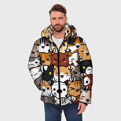 Куртка зимняя мужская Коты и котики, цвет: 3D-черный — фото 2