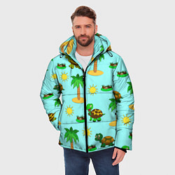 Куртка зимняя мужская Черепашки и пальмы, цвет: 3D-светло-серый — фото 2