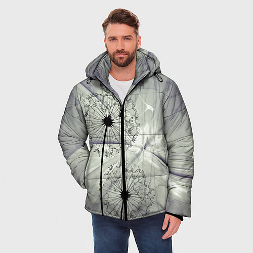 Мужская зимняя куртка Одуванчики / 3D-Светло-серый – фото 3