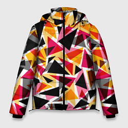 Куртка зимняя мужская Разноцветные треугольники, цвет: 3D-красный