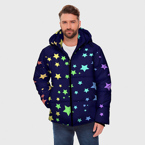 Мужская зимняя куртка Звезды / 3D-Красный – фото 3
