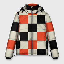 Куртка зимняя мужская Образец шахматной доски, цвет: 3D-черный