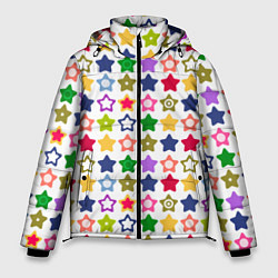 Куртка зимняя мужская Разноцветные звездочки, цвет: 3D-черный