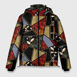Куртка зимняя мужская Разноцветные заплатки, цвет: 3D-черный