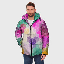 Куртка зимняя мужская Абстрактный разноцветный узор, цвет: 3D-черный — фото 2