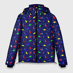 Куртка зимняя мужская Разноцветные Лампочки, цвет: 3D-черный