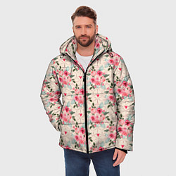 Куртка зимняя мужская Полевые цветочки, цвет: 3D-черный — фото 2