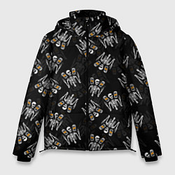 Куртка зимняя мужская ПАТТЕРН СКЕЛЕТ HALLOWEEN PARTY, цвет: 3D-черный