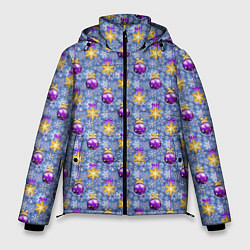 Куртка зимняя мужская Новогодние Ёлочные Украшения, цвет: 3D-черный