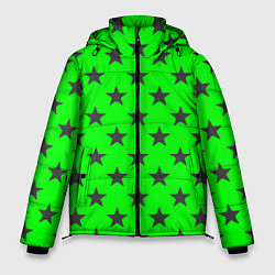 Куртка зимняя мужская Звездный фон зеленый, цвет: 3D-черный