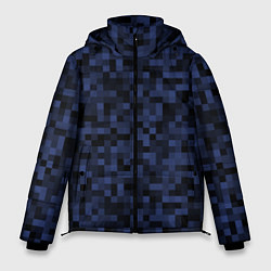 Куртка зимняя мужская Темная пиксельная абстракция, цвет: 3D-красный