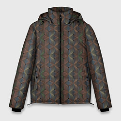 Куртка зимняя мужская Абстракция из разноцветных треугольников из линий, цвет: 3D-черный