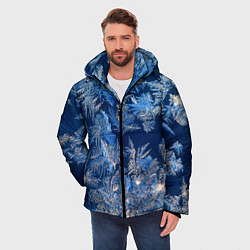 Куртка зимняя мужская Снежинки макро snowflakes macro, цвет: 3D-черный — фото 2