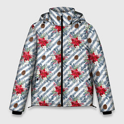 Куртка зимняя мужская Новогодние украшения и блестки, цвет: 3D-черный
