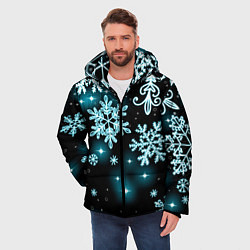 Куртка зимняя мужская Космические снежинки, цвет: 3D-светло-серый — фото 2