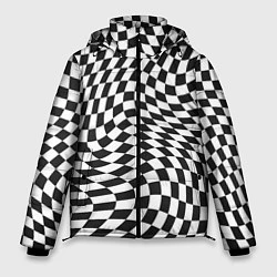 Куртка зимняя мужская Черно-белая клетка Black and white squares, цвет: 3D-черный