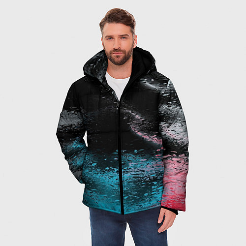 Мужская зимняя куртка Распад красок / 3D-Красный – фото 3