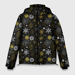 Куртка зимняя мужская Зимние Узоры золотые, цвет: 3D-черный