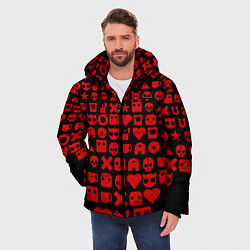 Куртка зимняя мужская Любовь, смерть и роботы пиктограммы, цвет: 3D-черный — фото 2