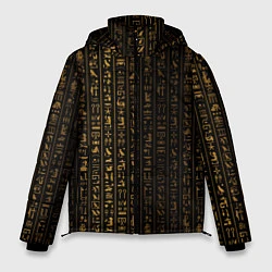 Куртка зимняя мужская ЕГИПЕТСКИЕ ИЕРОГЛИФЫ ЗОЛОТОМ, цвет: 3D-черный