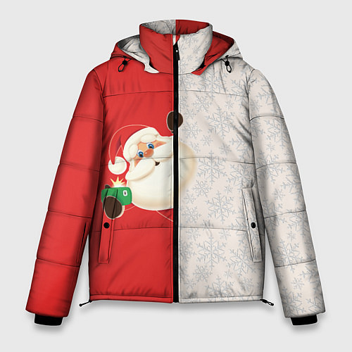Мужская зимняя куртка Дед Мороз селфи / 3D-Светло-серый – фото 1
