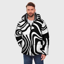 Куртка зимняя мужская Черно-белые полосы Black and white stripes, цвет: 3D-черный — фото 2