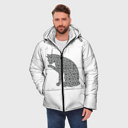 Куртка зимняя мужская QR Кот Версия 2, цвет: 3D-черный — фото 2