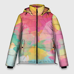 Куртка зимняя мужская Радужная акварель, цвет: 3D-черный