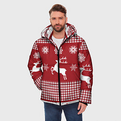 Куртка зимняя мужская Узор с оленями, цвет: 3D-красный — фото 2