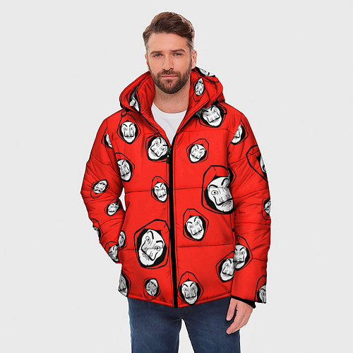Мужская зимняя куртка Бумажный дом Паттерн / 3D-Красный – фото 3