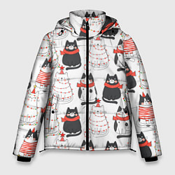 Куртка зимняя мужская НОВОГОДНИЕ КОТИКИ 2022, цвет: 3D-черный