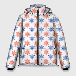 Куртка зимняя мужская Снежинки паттернsnowflakes pattern, цвет: 3D-красный