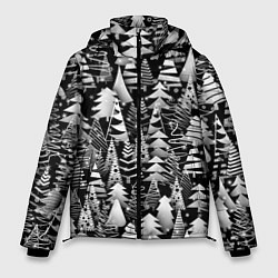 Куртка зимняя мужская Лес абстрактных ёлок, цвет: 3D-черный
