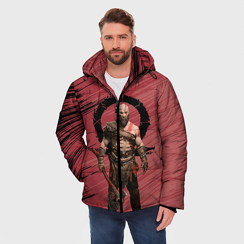 Мужская зимняя куртка Кратос God of War / 3D-Красный – фото 3