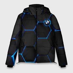 Куртка зимняя мужская BMW blue neon theme, цвет: 3D-черный