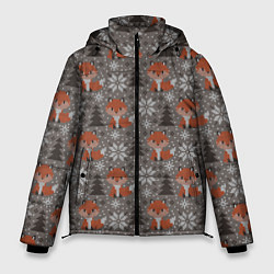 Куртка зимняя мужская Вязанные лисички, цвет: 3D-красный