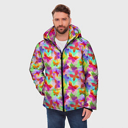 Куртка зимняя мужская Разноцветные Бабочки Color, цвет: 3D-красный — фото 2