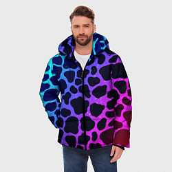 Куртка зимняя мужская Разноцветная корова, цвет: 3D-черный — фото 2