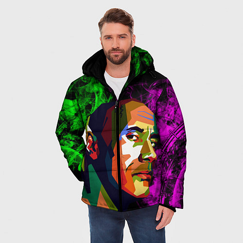 Мужская зимняя куртка Дуэйн Джонсон АРТ Скала / 3D-Красный – фото 3