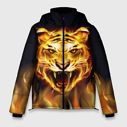 Куртка зимняя мужская Тигр В Пламени, цвет: 3D-черный