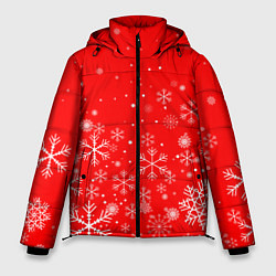 Куртка зимняя мужская Летящие снежинки, цвет: 3D-черный