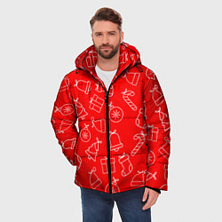 Куртка зимняя мужская Happy New Year - Новогодний узор, цвет: 3D-красный — фото 2