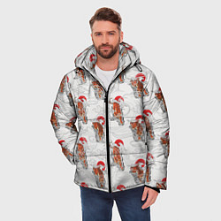 Куртка зимняя мужская Тигр Закат Волны, цвет: 3D-красный — фото 2