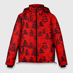 Куртка зимняя мужская Ёлки узор!, цвет: 3D-красный