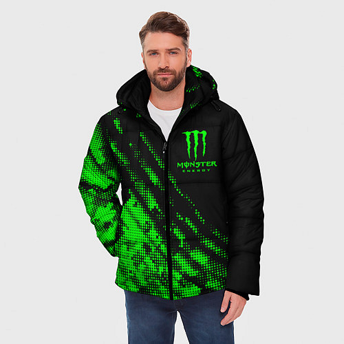 Мужская зимняя куртка Monster Energy Текстура / 3D-Светло-серый – фото 3