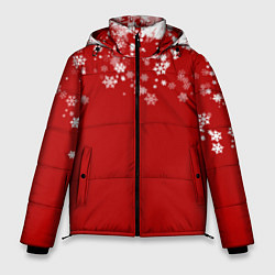 Куртка зимняя мужская Рождественские снежинки, цвет: 3D-красный