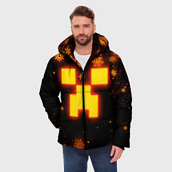 Куртка зимняя мужская НОВОГОДНИЙ ОГНЕННЫЙ КРИПЕР CREEPER FIRE, цвет: 3D-красный — фото 2