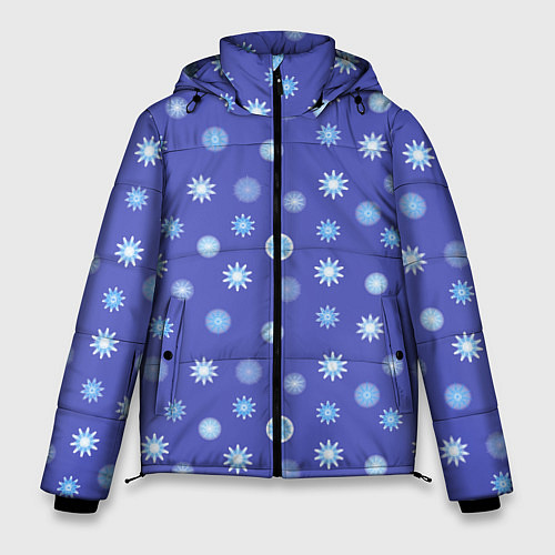 Мужская зимняя куртка Снежинки Новогодние / 3D-Светло-серый – фото 1